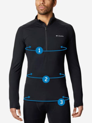 Silhouette of man with lines overlayed to visually display how to measure.